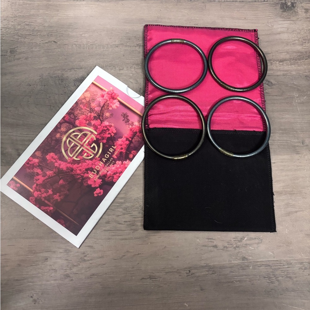 BudhaGirl all weather bangles XL set 2 each of flint and meteor with bag and tag